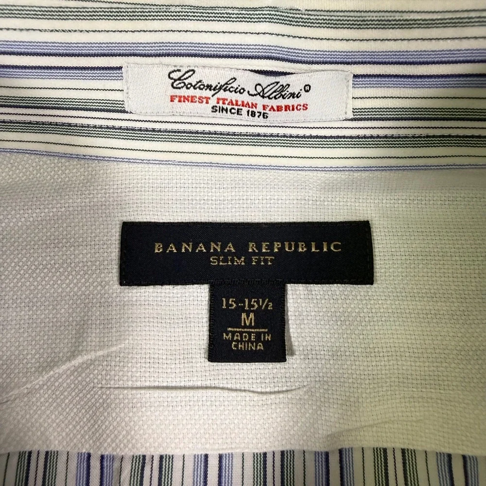Banana Republic Slim Fit Albini Italian Fabric Striped Shirt Mens M 15-15.5 7.99